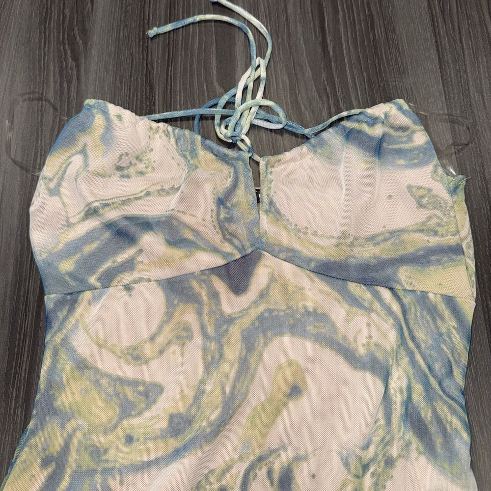 Blue Blush Mini Dress Women’s Size Medium Criss Cross Tie Back - Picture 3 of 8